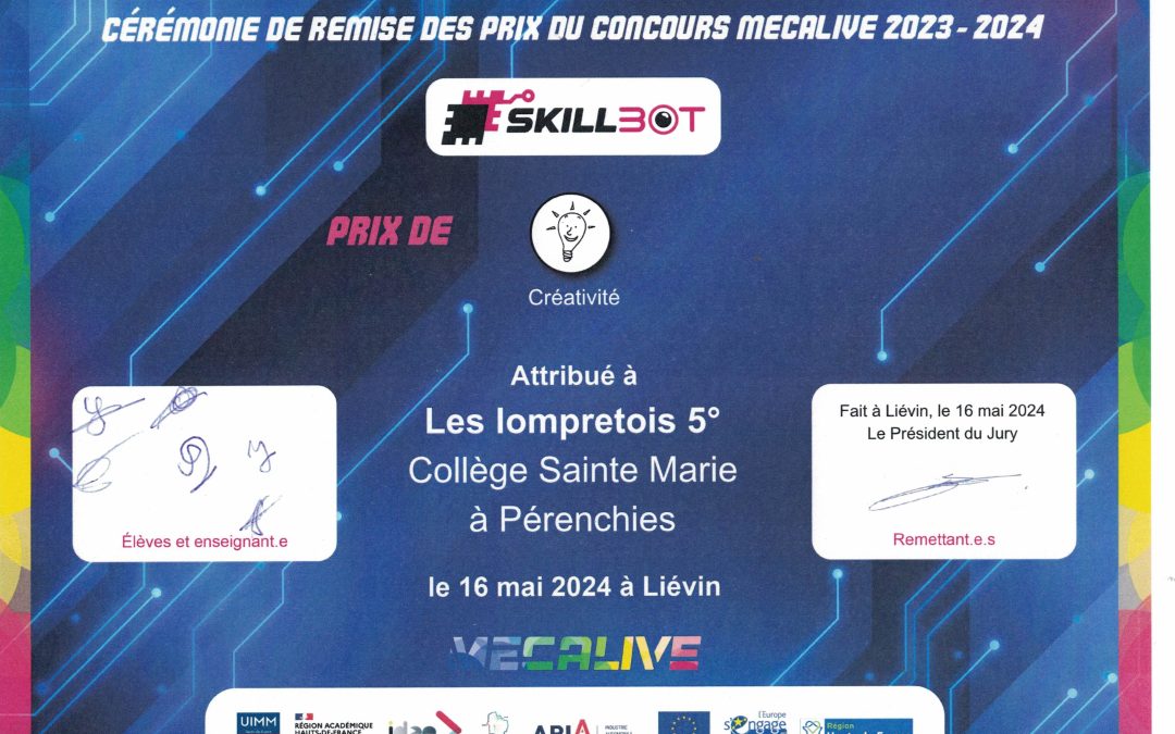 Prix créativité pour le Club robotique